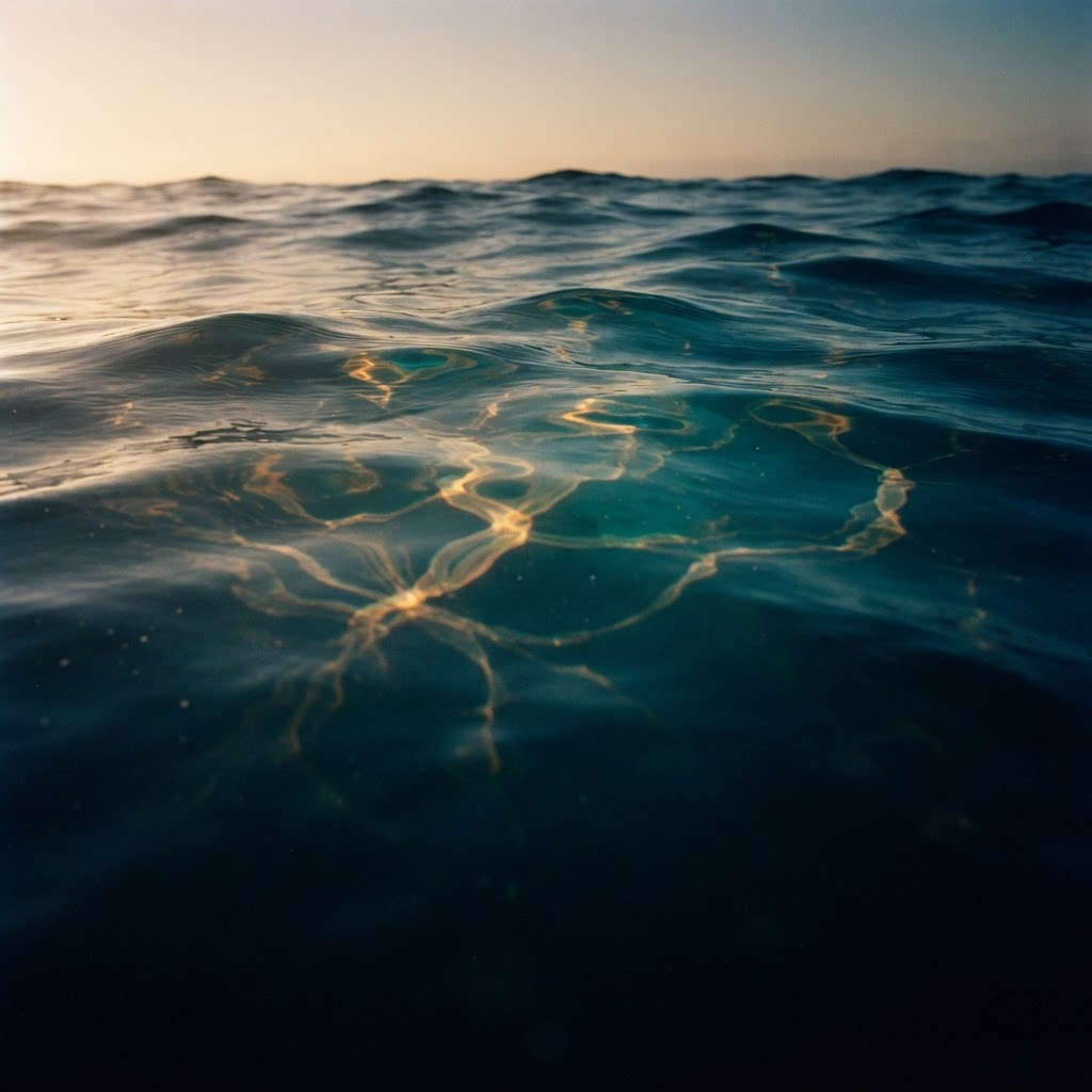Ocean surface at golden hour